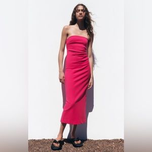 Zara Dress - pink strapless size small NWT